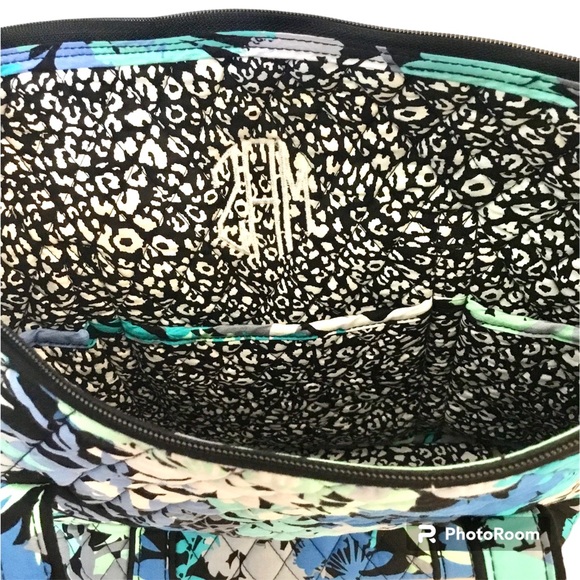 Vera Bradley Camofloral Mandy’s Blue Tote Shoulder Quilted Shopper Bag - Picture 9 of 11